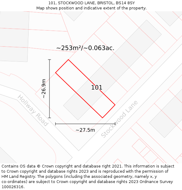 101, STOCKWOOD LANE, BRISTOL, BS14 8SY: Plot and title map