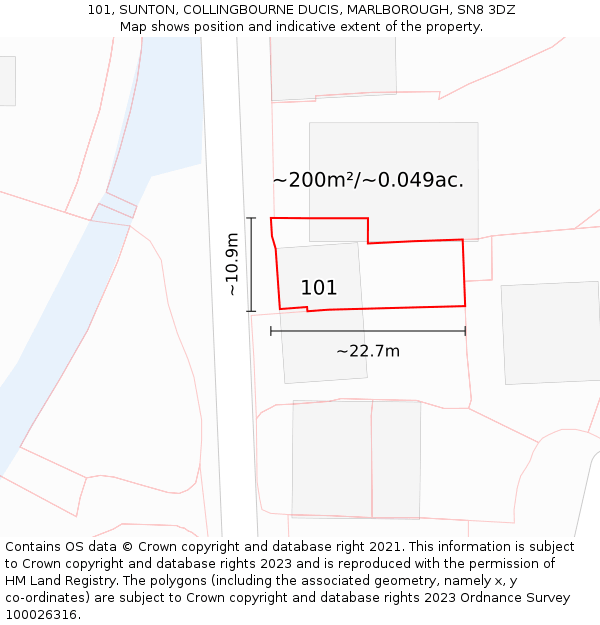 101, SUNTON, COLLINGBOURNE DUCIS, MARLBOROUGH, SN8 3DZ: Plot and title map