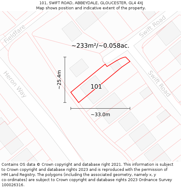 101, SWIFT ROAD, ABBEYDALE, GLOUCESTER, GL4 4XJ: Plot and title map