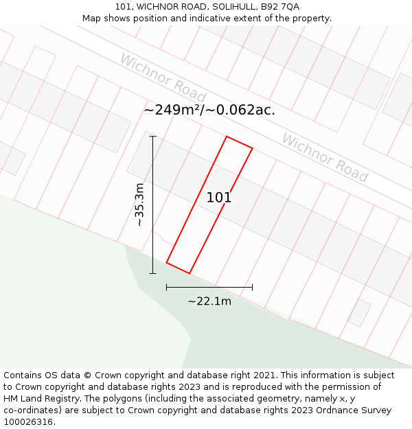 101, WICHNOR ROAD, SOLIHULL, B92 7QA: Plot and title map