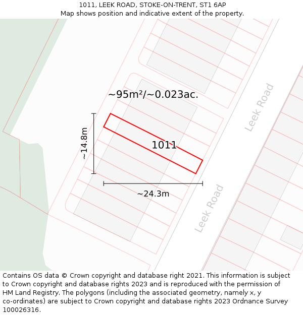 1011, LEEK ROAD, STOKE-ON-TRENT, ST1 6AP: Plot and title map