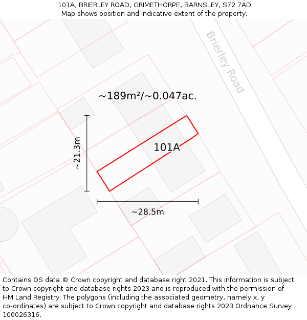 101A, BRIERLEY ROAD, GRIMETHORPE, BARNSLEY, S72 7AD: Plot and title map