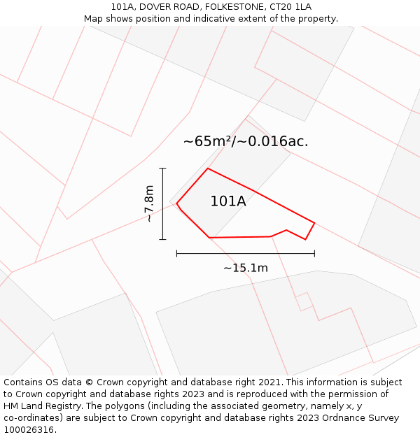 101A, DOVER ROAD, FOLKESTONE, CT20 1LA: Plot and title map