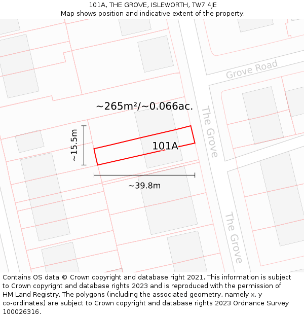 101A, THE GROVE, ISLEWORTH, TW7 4JE: Plot and title map