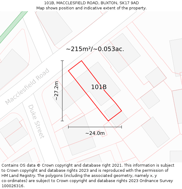101B, MACCLESFIELD ROAD, BUXTON, SK17 9AD: Plot and title map