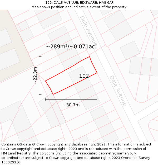 102, DALE AVENUE, EDGWARE, HA8 6AF: Plot and title map