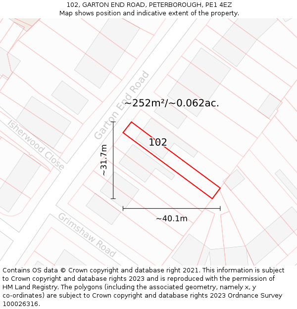102, GARTON END ROAD, PETERBOROUGH, PE1 4EZ: Plot and title map