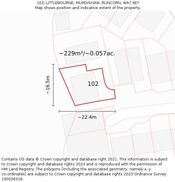 102, LITTLEBOURNE, MURDISHAW, RUNCORN, WA7 6EY: Plot and title map