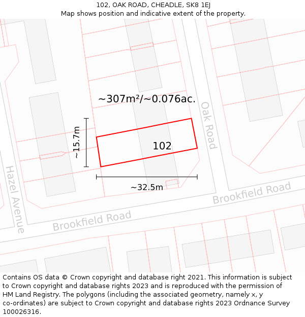 102, OAK ROAD, CHEADLE, SK8 1EJ: Plot and title map