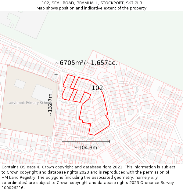 102, SEAL ROAD, BRAMHALL, STOCKPORT, SK7 2LB: Plot and title map