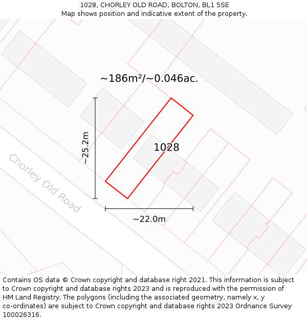 1028, CHORLEY OLD ROAD, BOLTON, BL1 5SE: Plot and title map