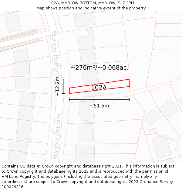 102A, MARLOW BOTTOM, MARLOW, SL7 3PH: Plot and title map