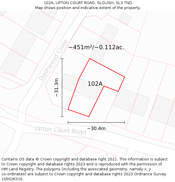 102A, UPTON COURT ROAD, SLOUGH, SL3 7ND: Plot and title map