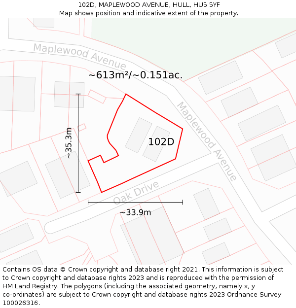 102D, MAPLEWOOD AVENUE, HULL, HU5 5YF: Plot and title map