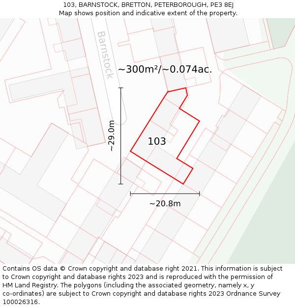 103, BARNSTOCK, BRETTON, PETERBOROUGH, PE3 8EJ: Plot and title map
