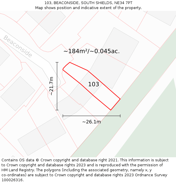 103, BEACONSIDE, SOUTH SHIELDS, NE34 7PT: Plot and title map
