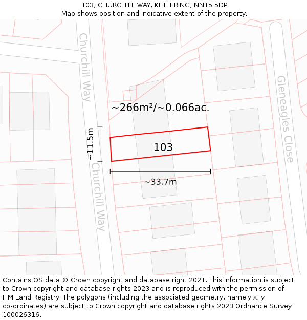103, CHURCHILL WAY, KETTERING, NN15 5DP: Plot and title map