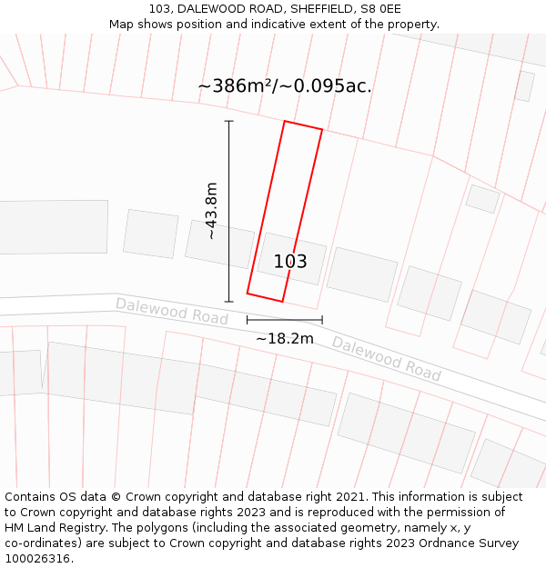 103, DALEWOOD ROAD, SHEFFIELD, S8 0EE: Plot and title map