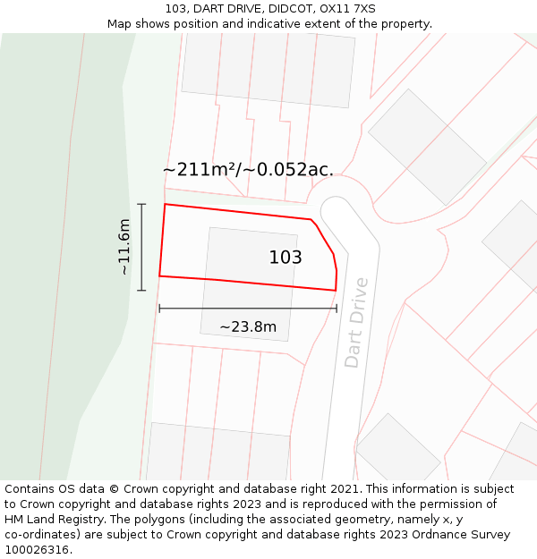 103, DART DRIVE, DIDCOT, OX11 7XS: Plot and title map