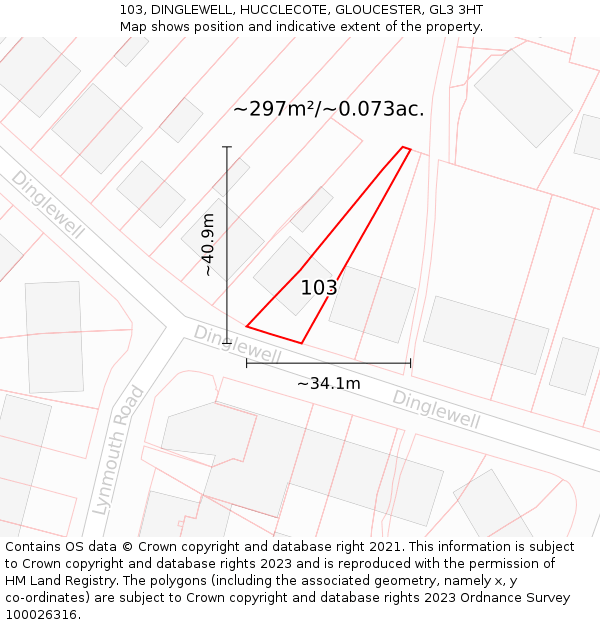 103, DINGLEWELL, HUCCLECOTE, GLOUCESTER, GL3 3HT: Plot and title map