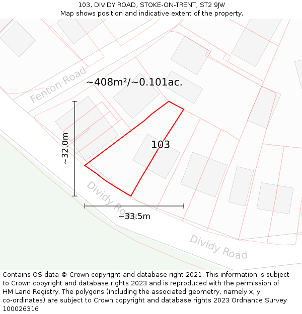 103, DIVIDY ROAD, STOKE-ON-TRENT, ST2 9JW: Plot and title map