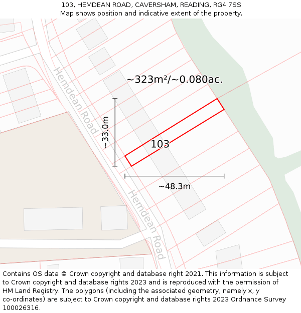 103, HEMDEAN ROAD, CAVERSHAM, READING, RG4 7SS: Plot and title map