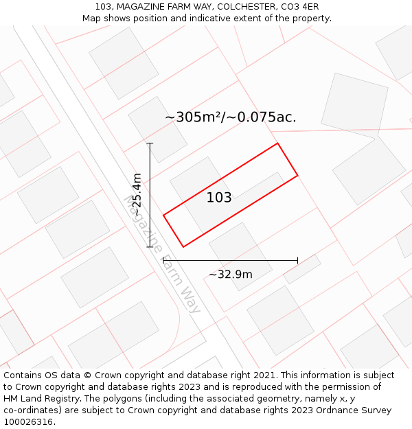 103, MAGAZINE FARM WAY, COLCHESTER, CO3 4ER: Plot and title map