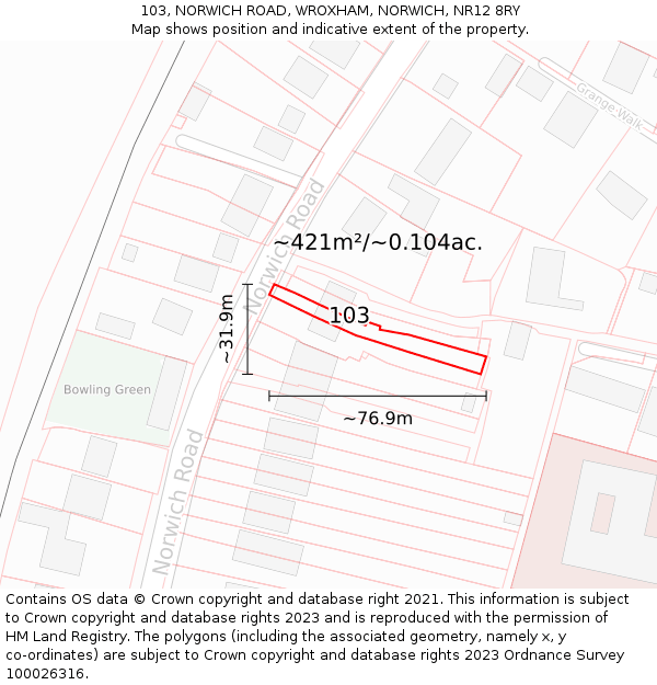 103, NORWICH ROAD, WROXHAM, NORWICH, NR12 8RY: Plot and title map