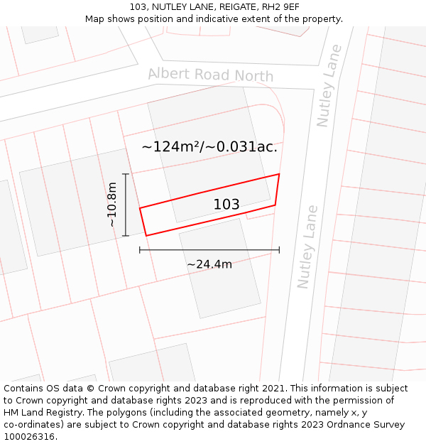 103, NUTLEY LANE, REIGATE, RH2 9EF: Plot and title map
