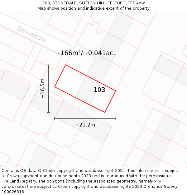 103, STONEDALE, SUTTON HILL, TELFORD, TF7 4AW: Plot and title map