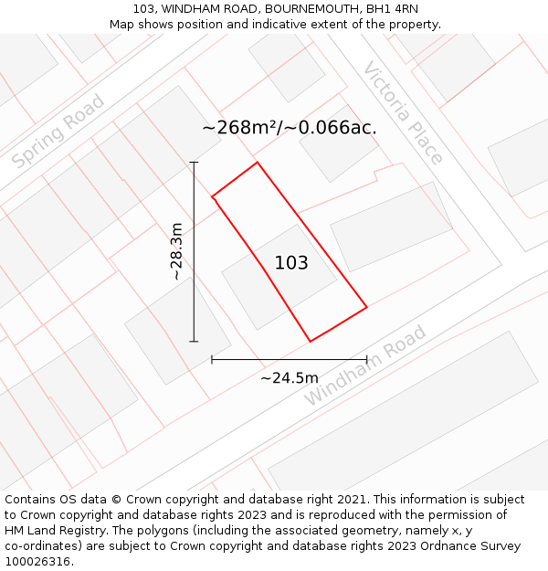 103, WINDHAM ROAD, BOURNEMOUTH, BH1 4RN: Plot and title map