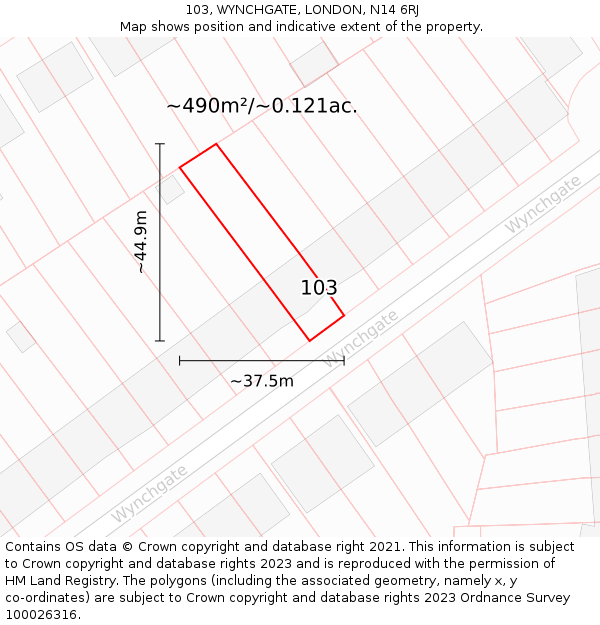 103, WYNCHGATE, LONDON, N14 6RJ: Plot and title map
