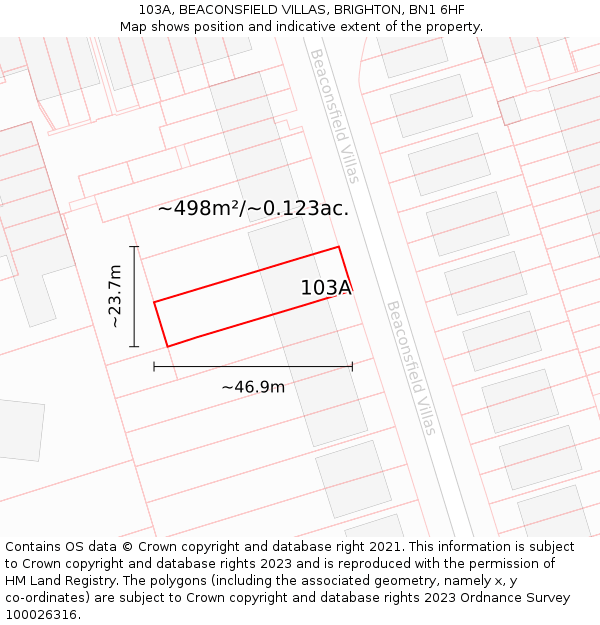 103A, BEACONSFIELD VILLAS, BRIGHTON, BN1 6HF: Plot and title map