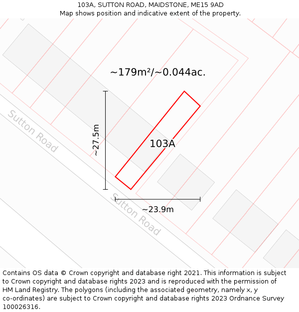 103A, SUTTON ROAD, MAIDSTONE, ME15 9AD: Plot and title map