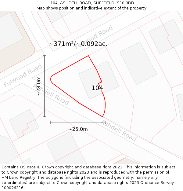 104, ASHDELL ROAD, SHEFFIELD, S10 3DB: Plot and title map