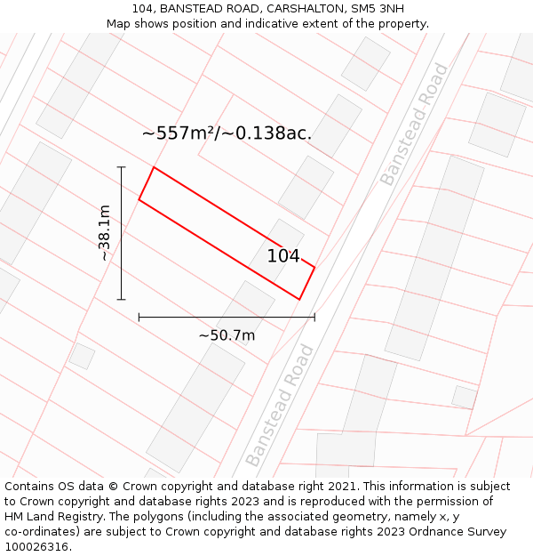 104, BANSTEAD ROAD, CARSHALTON, SM5 3NH: Plot and title map