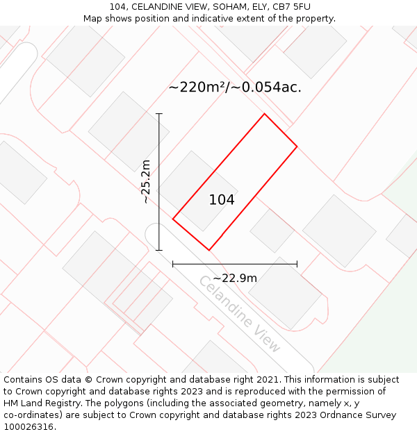 104, CELANDINE VIEW, SOHAM, ELY, CB7 5FU: Plot and title map