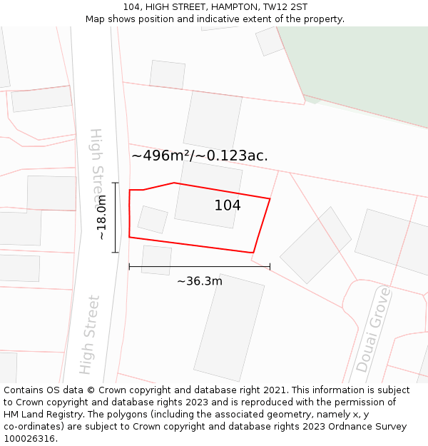 104, HIGH STREET, HAMPTON, TW12 2ST: Plot and title map