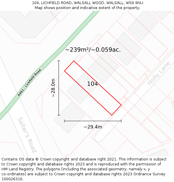 104, LICHFIELD ROAD, WALSALL WOOD, WALSALL, WS9 9NU: Plot and title map