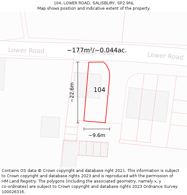 104, LOWER ROAD, SALISBURY, SP2 9NL: Plot and title map
