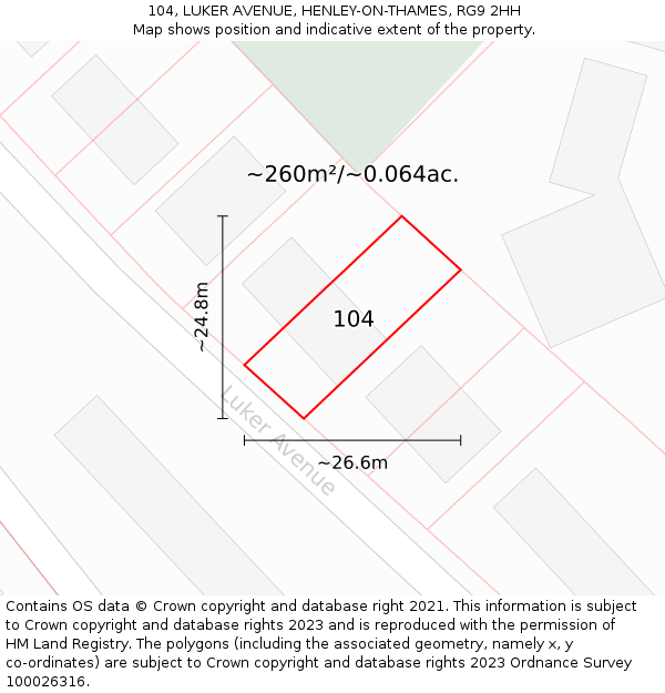 104, LUKER AVENUE, HENLEY-ON-THAMES, RG9 2HH: Plot and title map