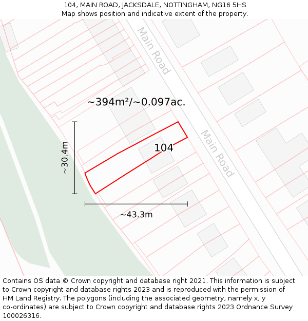 104, MAIN ROAD, JACKSDALE, NOTTINGHAM, NG16 5HS: Plot and title map