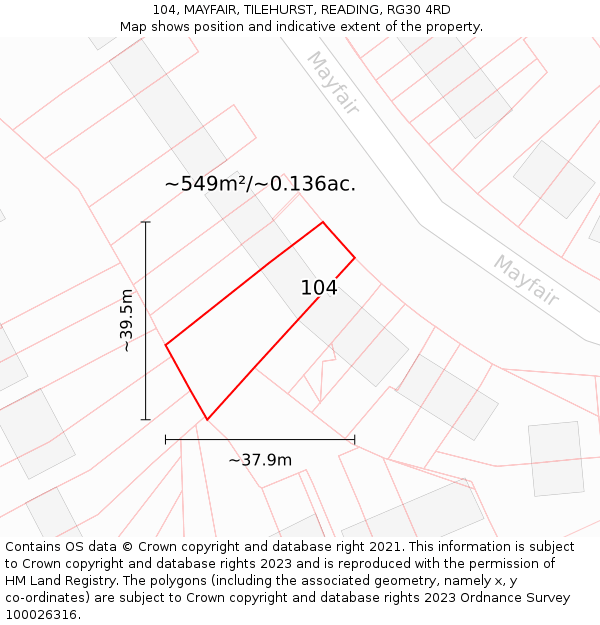 104, MAYFAIR, TILEHURST, READING, RG30 4RD: Plot and title map
