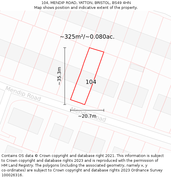 104, MENDIP ROAD, YATTON, BRISTOL, BS49 4HN: Plot and title map
