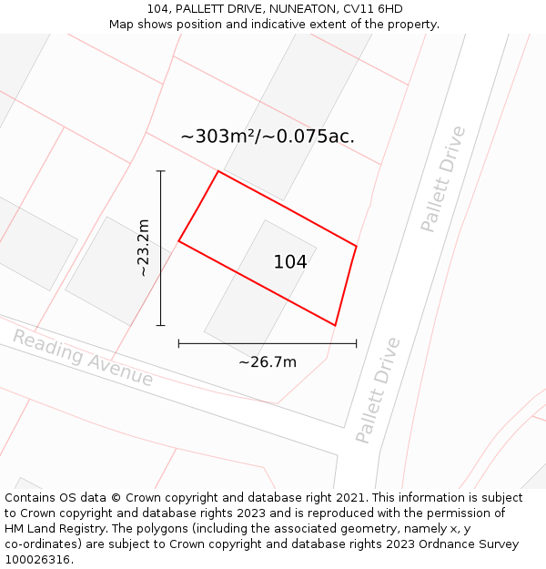 104, PALLETT DRIVE, NUNEATON, CV11 6HD: Plot and title map