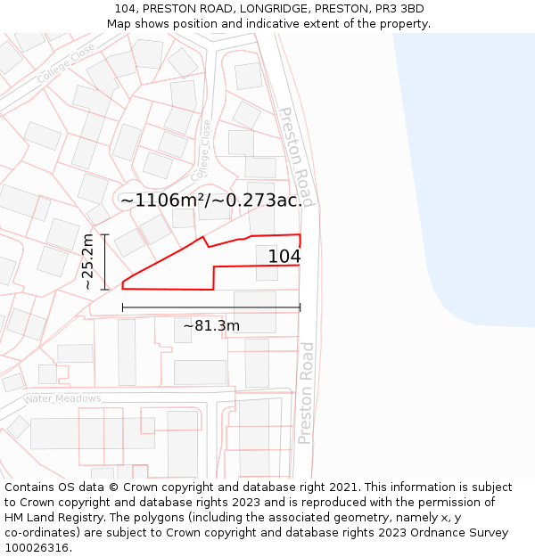 104, PRESTON ROAD, LONGRIDGE, PRESTON, PR3 3BD: Plot and title map