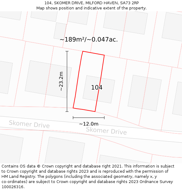 104, SKOMER DRIVE, MILFORD HAVEN, SA73 2RP: Plot and title map