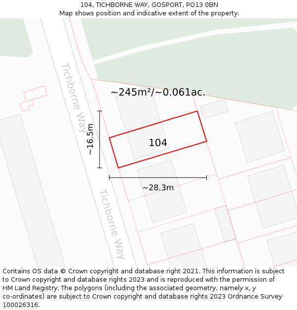 104, TICHBORNE WAY, GOSPORT, PO13 0BN: Plot and title map