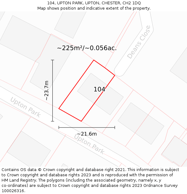 104, UPTON PARK, UPTON, CHESTER, CH2 1DQ: Plot and title map