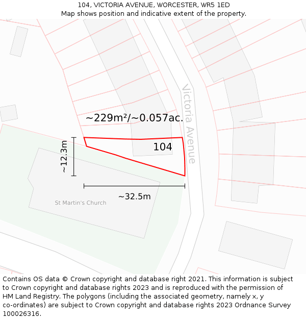 104, VICTORIA AVENUE, WORCESTER, WR5 1ED: Plot and title map